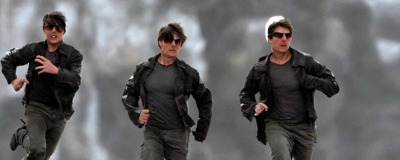 Image similar to tom cruise running during an impossible mission