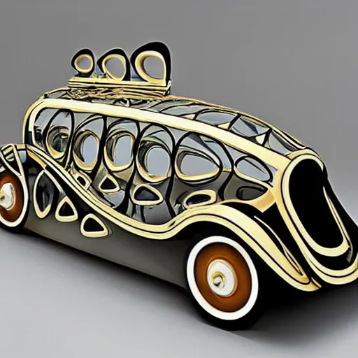 Image similar to automobile inspired by salvador dali,