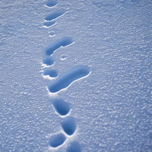 Image similar to extreme closeup hd 8 k hyper detailed photograph of bootprints in the snow w 1 2 1 6