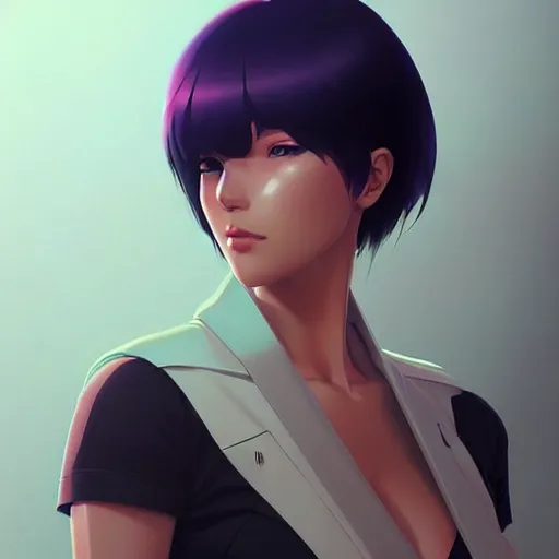 Image similar to a portrait of a beautiful motoko kusanagi, art by ilya kuvshinov and wlop and artgerm and josan gonzalez, digital art, highly detailed, intricate, sharp focus, trending on artstation hq, deviantart, pinterest, unreal engine 5, 4 k uhd image