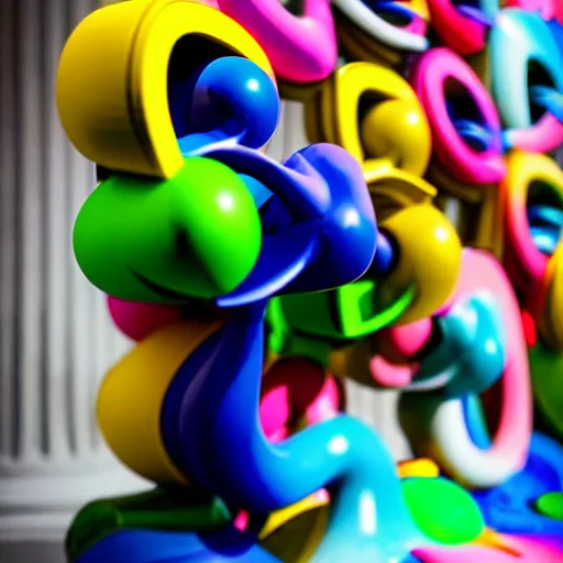 Image similar to ” sculpture by jeff koons, photo kodak lens, depth of field ”