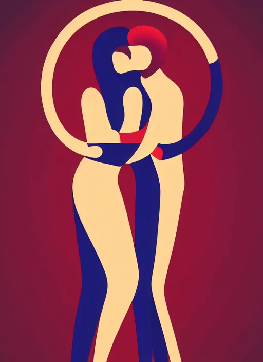 Prompt: vector art by santiago calatrava, perfectly centered symmetrical balanced male and female portrait of man and woman in love sharing one heart. high coherence ; fractal geometrical 8 k ultra hd