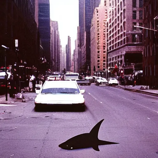 Image similar to The first street shark discovered in new york streets, circa 1992, photograph