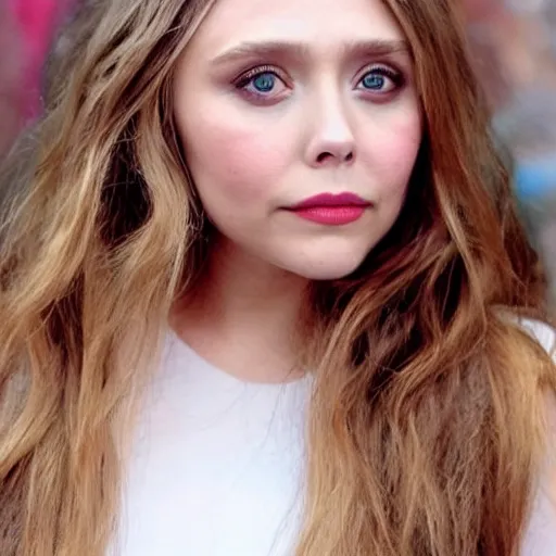 Image similar to elizabeth olsen as an angelic being, very elegant art style