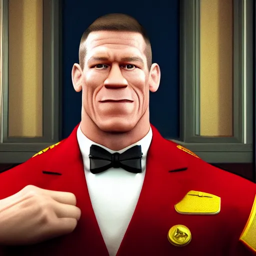 Prompt: john cena sitting at a table in a mao suit crying about the fact that his social credit score has gone down for the 5 0 th time this week realistic hyperrealistic 4 k resolution 8 k resolution highly detailed very detailed extremely detailed hd quality detailed face very detailed face extremely detailed face trending on artstation