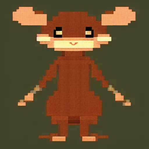 Prompt: a cute brown mouse standing on his hind legs, cute pixel art, trending on artstation