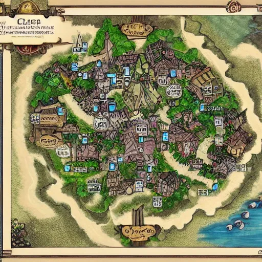 Image similar to clustered village map, detailed, dnd, unlabeled