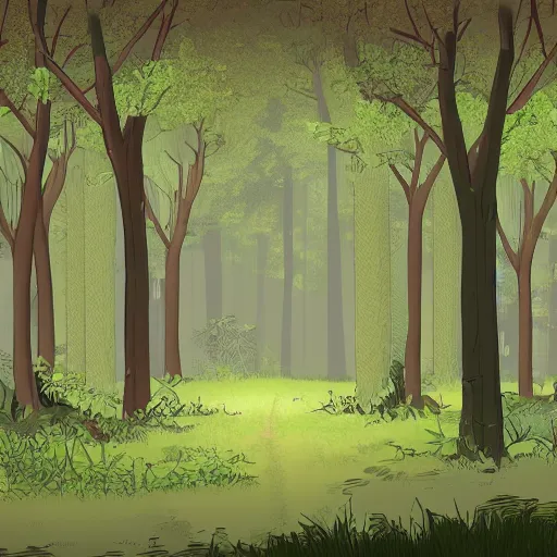 Image similar to a clearing in a forest in the style of a lucas arts point and click adventure game