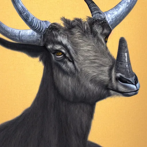 Image similar to A portrait of a demonic horned goat