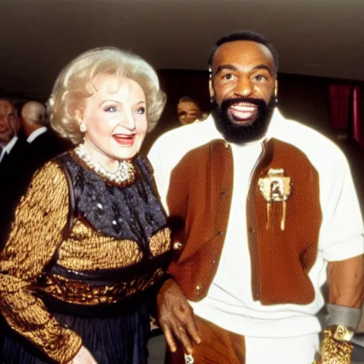 Image similar to betty white hanging out with mr. t