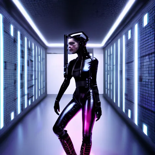 Prompt: An hyperrealistic epic comic painting of a cyber warrrior girl wearing futuristic fashion behind a wall of matrix, sci-fi, black and silver color combination, heavy rainning at future sci-fi tokyo street night, neon ligh, DAZ, 8k, unreal 5 engine render, cosplay, RPG portrait, dramatic lighting, low keys light, rim lights, PS5 render