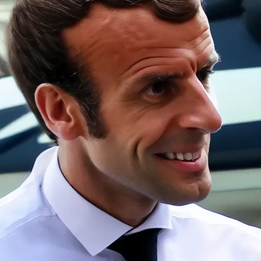 Prompt: Emmanuel Macron as a crewmate in Among Us