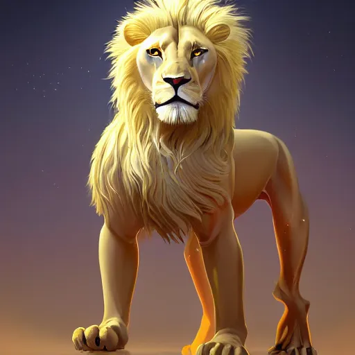 Image similar to commission of an anthro albino lion wearing golden victorian armor, game design fanart by concept artist gervasio canda, behance hd by jesper ejsing, by rhads, makoto shinkai and lois van baarle, ilya kuvshinov, rossdraws global illumination radiating a glowing aura global illumination ray tracing hdr render in unreal engine 5, dramatic