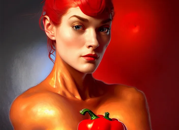 Image similar to a red pepper wearing a doctor's outfit, diffuse lighting, fantasy, hospital background, intricate, elegant, highly detailed, lifelike, photorealistic, digital painting, artstation, illustration, concept art, smooth, sharp focus, art by frank frazetta and marco bucci and loish and rossdraws and artgerm and alphonse mucha