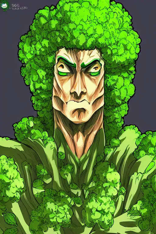 Image similar to ripped broccoli man, full body, human figure, highly detailed, digital art, sharp focus, trending on art station, anime art style