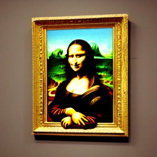 Prompt: Mona Lisa painted with vomit