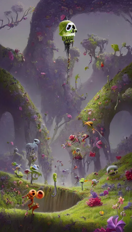 Image similar to life and death mixing together, by pixar concept artists