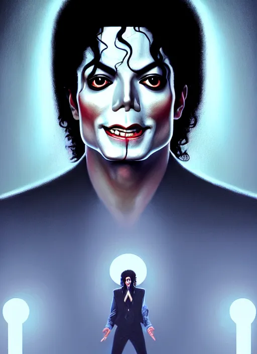 Prompt: symmetry!! portrait of michael jackson in scream music video, cottagecore!! full body, glowing lights!! intricate, elegant, highly detailed, digital painting, artstation, concept art, smooth, sharp focus, illustration, art by artgerm and greg rutkowski and alphonse mucha