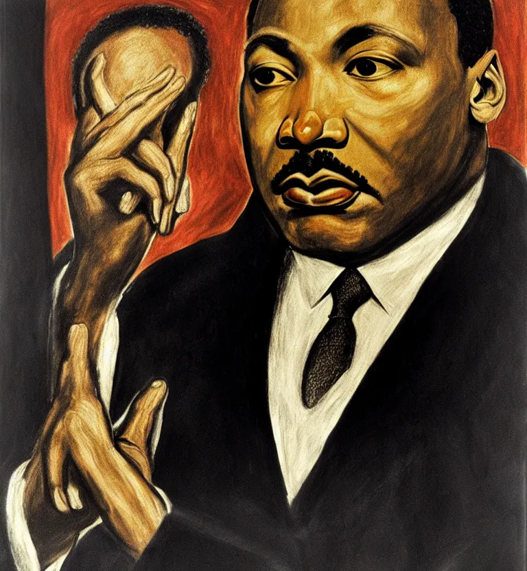 Prompt: martin luther king, jr. by el greco.