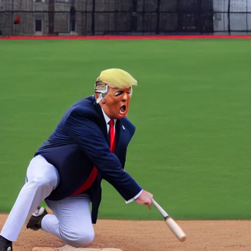 Image similar to donald trump playing baseball, photorealistic, ultra detailed, high resolution, 8 k