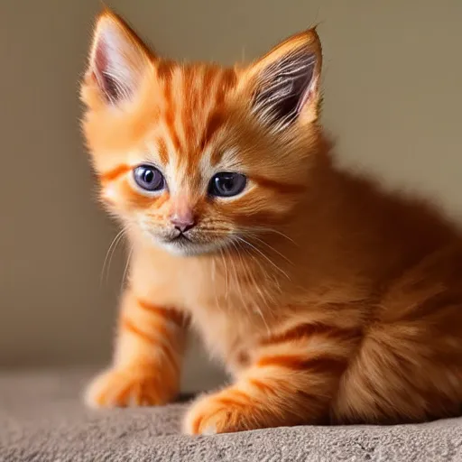 Prompt: cute fluffy orange tabby kitten, award winning photograph