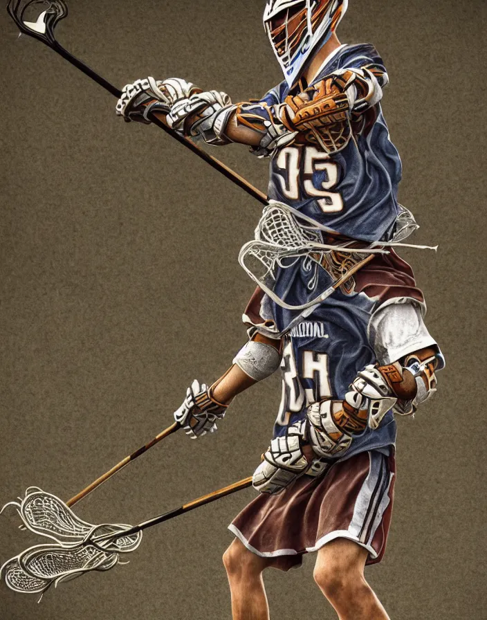 Prompt: lacrosse player, intricate artwork by Albrecht Durer, very coherent symmetrical artwork, cinematic, hyper realism, high detail, octane render, unreal engine, 8k, Vibrant colors, Smooth gradients, High contrast, depth of field