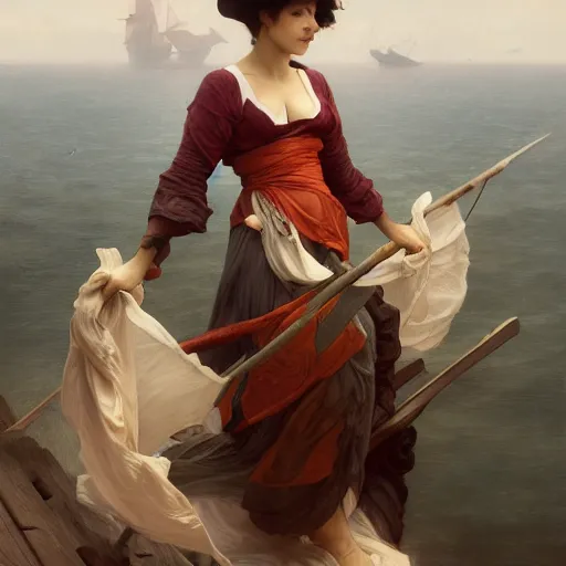 Prompt: Pilgrims crossing the Atlantic to the new world masterpiece 4k digital illustration by Ruan Jia and Mandy Jurgens and Artgerm and william-adolphe bouguereau, award winning, Artstation, art nouveau aesthetic, Alphonse Mucha background, intricate details, realistic, panoramic view, Hyperdetailed, 8k resolution, intricate art nouveau