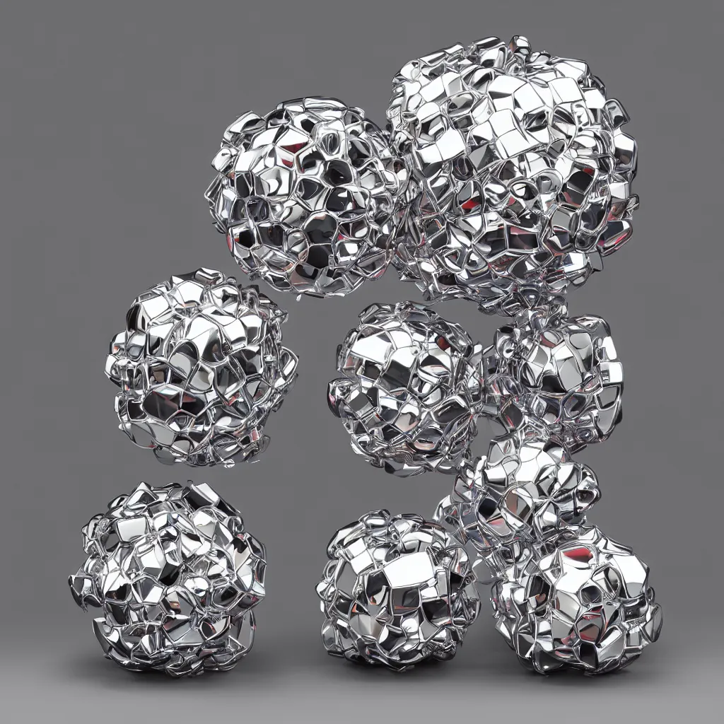 Image similar to chrome spheres on chromatic cube by ayami kojima and John Jude Palencar, glossy finish, CG society