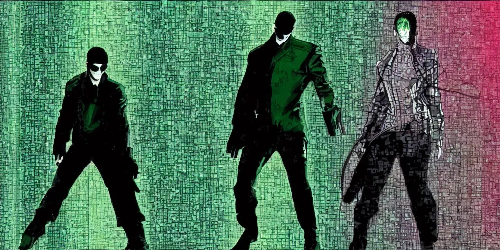 Image similar to a screenshot of the matrix, cell shading