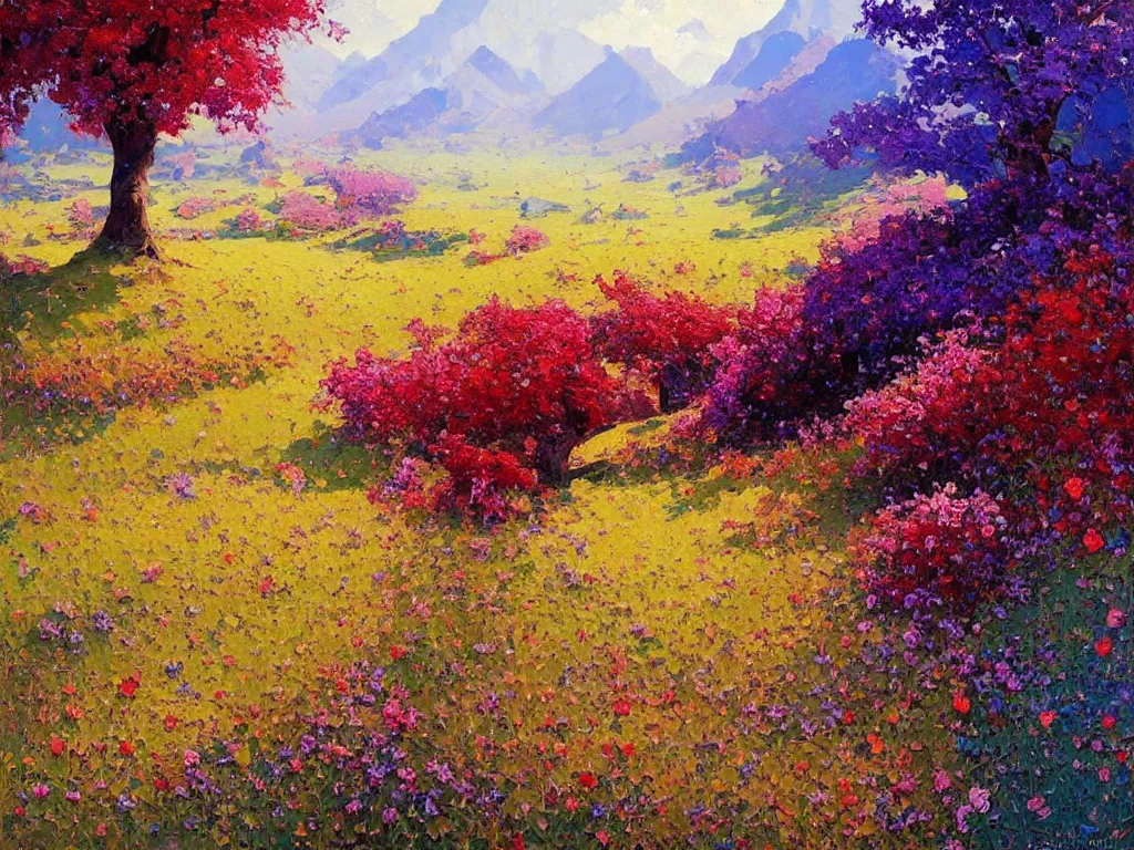 Image similar to majestic nature scenery, breathtaking oil painting by erin hanson, alexi zaitsev, karl spitzweg, craig mullins, award winning, impressionistic