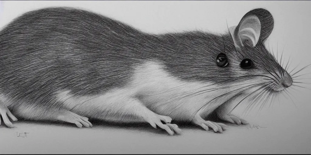 Image similar to a beautiful pencil drawing of exactly one!!! mouse; masterpiece; extremely highly detailed; ultra-realistic; trending on artstation