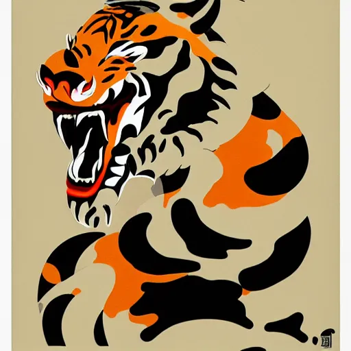 Prompt: Bape x Tiger Dragon Painting by Sachin Teng, asymmetrical, Organic Painting , Matte Painting, geometric shapes, hard edges, graffiti, street art,:2 by Sachin Teng:4