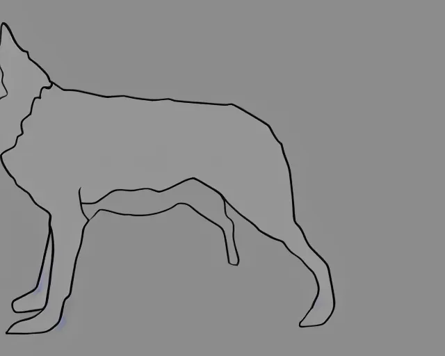 Image similar to professional digital art of a full-body outline of a wolf, proportional, very simple, no color, high quality, HD, 8K,