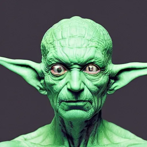 Image similar to photo of hybrid of dr manhattan and yoda