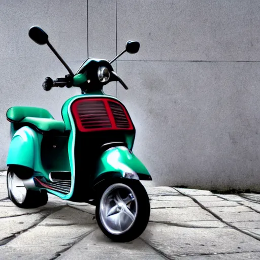 Image similar to cyberpunk Vespa