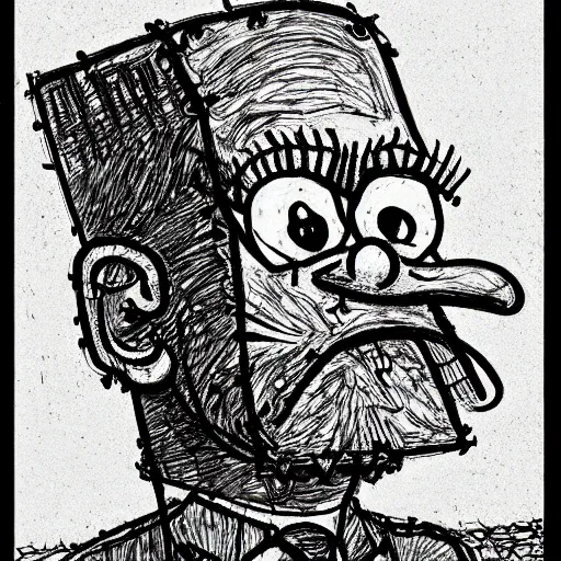 Prompt: a realistic yet scraggly portrait sketch of the side profile of a stern and sophisticated spongebob squarepants, trending on artstation, intricate details, in the style of frank auerbach, in the style of sergio aragones, in the style of martin ansin, in the style of david aja, in the style of mattias adolfsson