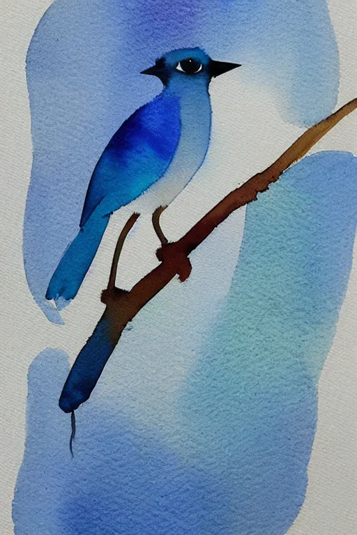 Image similar to minimalist watercolor art of a jay bird in the style of raissa oltmanns