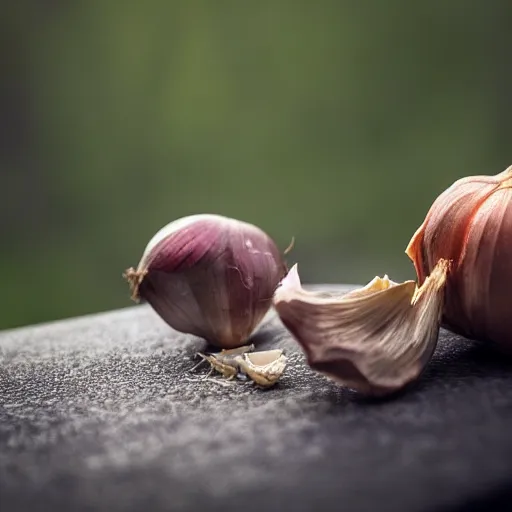 Prompt: vampire eating garlic, realistic, 4k, photograph