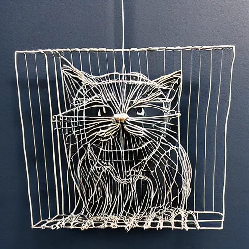 Prompt: cat wire sculpture