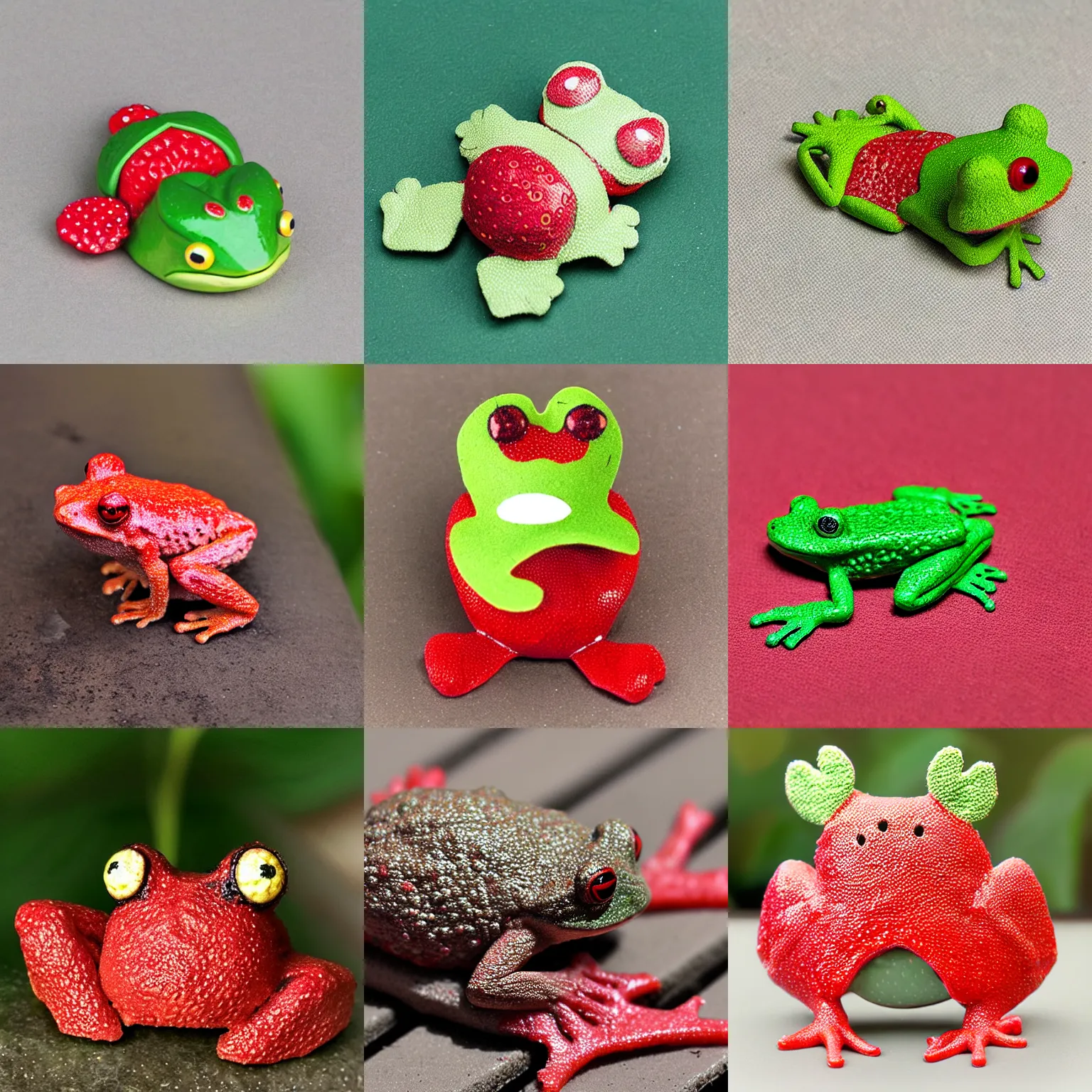 Prompt: strawberry textured frog