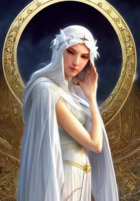 Image similar to ice queen, intricate, elegant, highly detailed, digital painting, artstation, concept art, smooth, sharp focus, illustration, art by artgerm and greg rutkowski and alphonse mucha and william - adolphe bouguereau