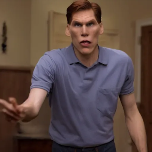 Image similar to Live Action Still of Jerma in Rudy (film), real life, hyperrealistic, ultra realistic, realistic, highly detailed, epic, HD quality, 8k resolution, body and headshot, film still