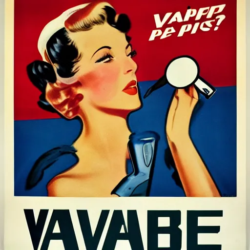 Prompt: 1940s poster advertising vape devices