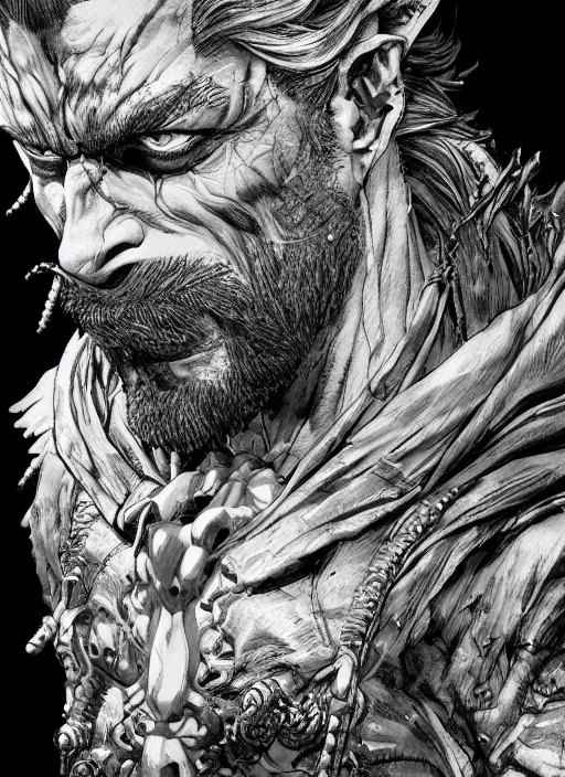 Image similar to close up portrait of dread, powerful, domineering, stoic, masterful, intense, ultrafine hyperdetailed illustration by kim jung gi, irakli nadar, intricate linework, sharp focus, octopath traveler, yoji shinkawa, highly rendered, detailed, concept art