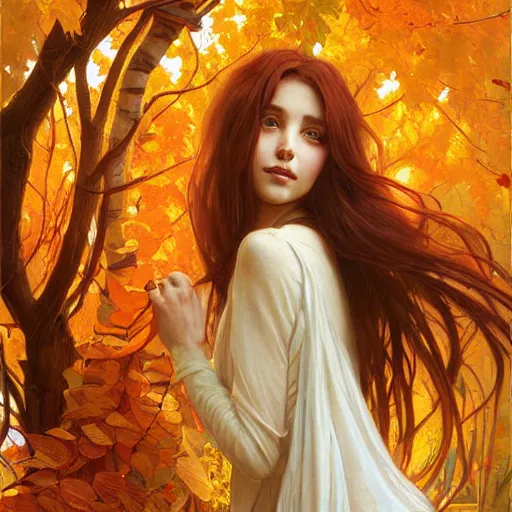 a girl with super long hair, hair becoming autumn red | Stable Diffusion |  OpenArt