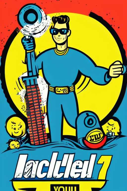 Image similar to fallout 7 6 retro futurist illustration art by butcher billy, sticker, colorful, illustration, highly detailed, simple, smooth and clean vector curves, no jagged lines, vector art, smooth andy warhol style