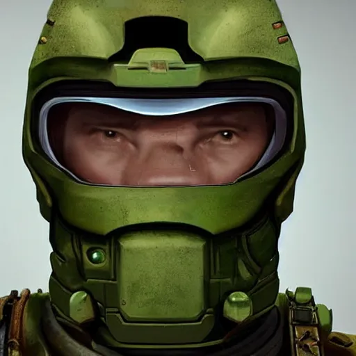 Image similar to Alan Ritchson as doomguy with no helmet, artstation hall of fame gallery, editors choice, #1 digital painting of all time, most beautiful image ever created, emotionally evocative, greatest art ever made, lifetime achievement magnum opus masterpiece, the most amazing breathtaking image with the deepest message ever painted, a thing of beauty beyond imagination or words, 4k, highly detailed, cinematic lighting