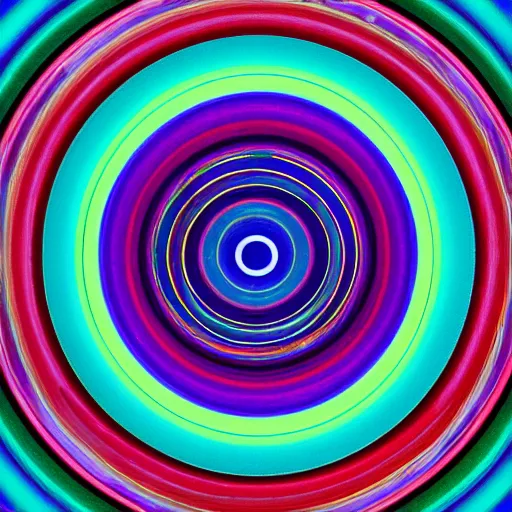 Prompt: a close up of a circular object with many colors, an ultrafine detailed painting by paul bodmer, behance, generative art, fractalism, biomorphic, quantum wavetracing