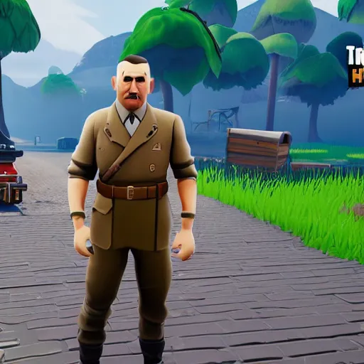 Image similar to screenshot of hitler in fortnite