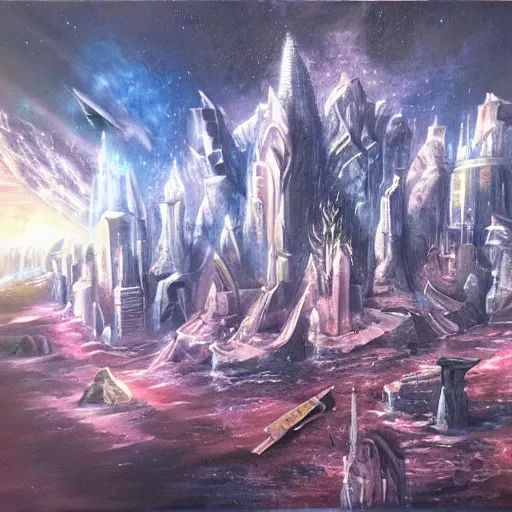 Prompt: Empyrean city, fantasy painting